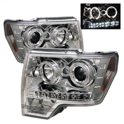 Spyder Ford F150 09-14 Projector Headlights Halogen Model- LED Halo LED Chrm PRO-YD-FF15009-HL-C SPYDER