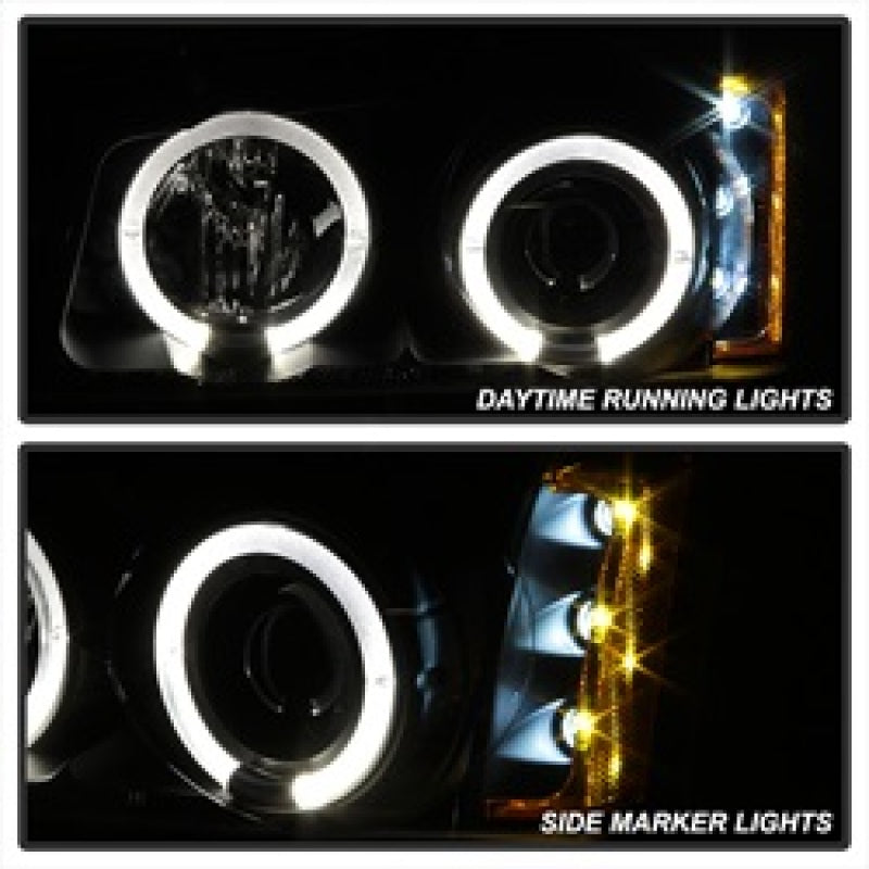 Spyder Chevy Silverado 1500 03-06 Projector LED Halo LED Amber Reflctr Blk PRO-YD-CS03-AM-BK SPYDER