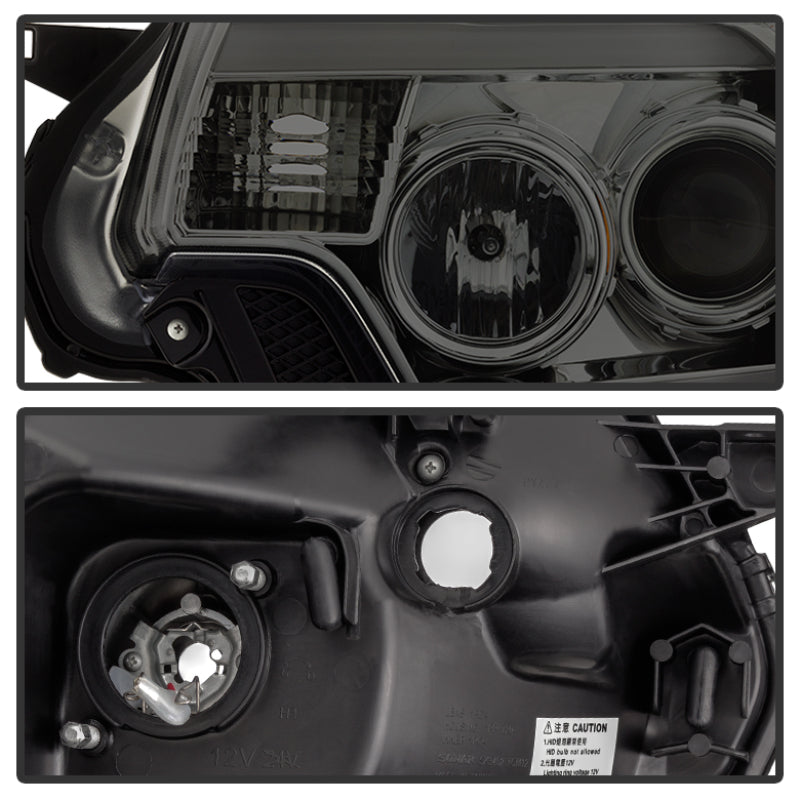 Spyder Toyota Tacoma 12-16 Projector Headlights Light Bar DRL Smoke PRO-YD-TT12-LBDRL-SM SPYDER
