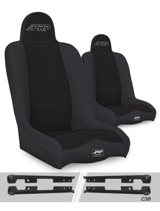 PRP Jeep Wrangler JK/JKU Daily Driver High Back Suspension Seats Kit (Pair) - Black A140110-C38-50