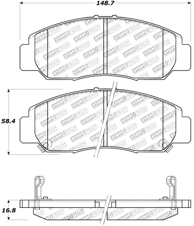 StopTech Premium Ceramic Front Brake Pads - 308.09590 Stoptech