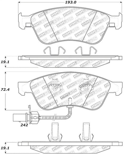 StopTech Premium Ceramic Front Brake Pads - 308.10240 Stoptech