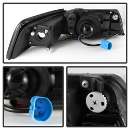 Spyder Ford Mustang 99-04 Projector Headlights LED Halo Chrome High H1 Low H1 PRO-YD-FM99-1PC-AM-C SPYDER