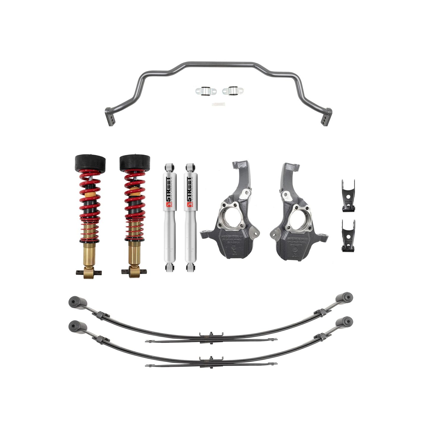 Belltech 350345HK 2019+ GM Silverado/Sierra 1500 2WD/4WD -2in to -4in Front & -4in Rear Complete Lowering Kit