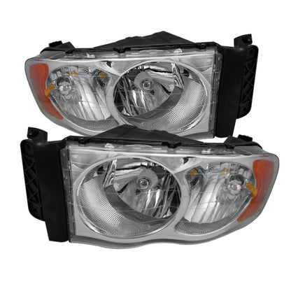Xtune Dodge Ram 1500 02-05 Amber Crystal Headlights Chrome HD-JH-DR02-AM-C SPYDER