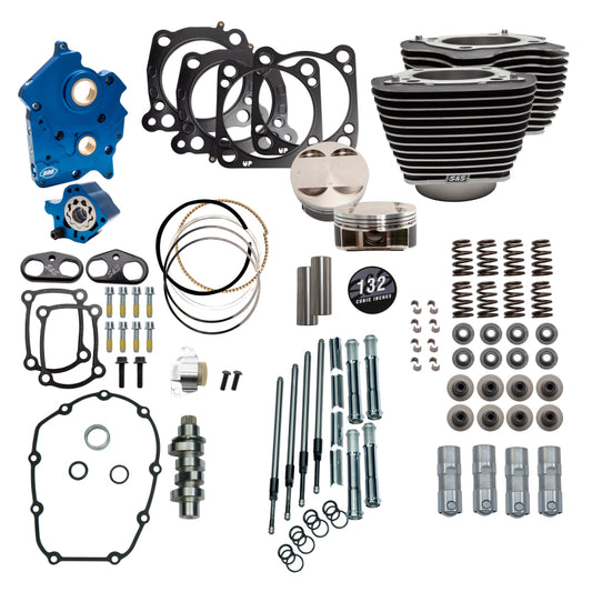 S&S Cycle 2017+ M8 Models 4.320in Bore 550C Cam Power Pack - Black w/ Highlight - Incl. VVT