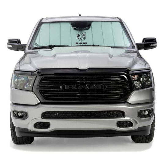Covercraft 19-24 PU Ram 2500/3500 No Snsr Std RVM UVS100 Custom Sunscreen with Ram Vertical logo