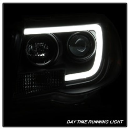 Spyder Toyota Tacoma 05-11 Projector Headlights - Light Bar DRL - Black PRO-YD-TT05V2-LB-BK SPYDER
