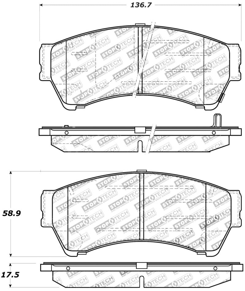 StopTech Performance 06-10 Ford Fusion / 07-10 Lincoln MKZ / 06-09 Mazda 6 Front Brake Pads Stoptech