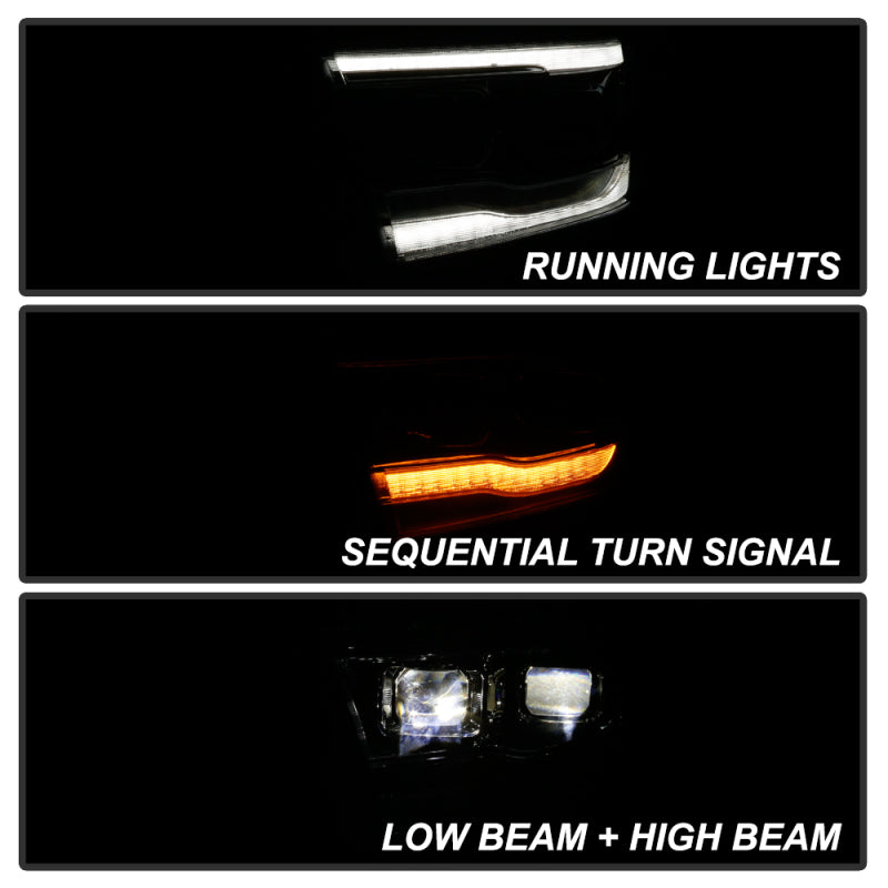 Spyder Dodge Ram 19-20 Halogen Model Only Projector Headlights Chrome PRO-YD-DR19HALAP-SEQ-C SPYDER