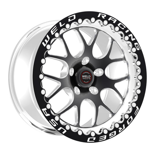 Weld V-Series 15x10 / 5x4.75 BP/ -13 / 5in / 3.18in Polished Wheel - Black Single Beadlock