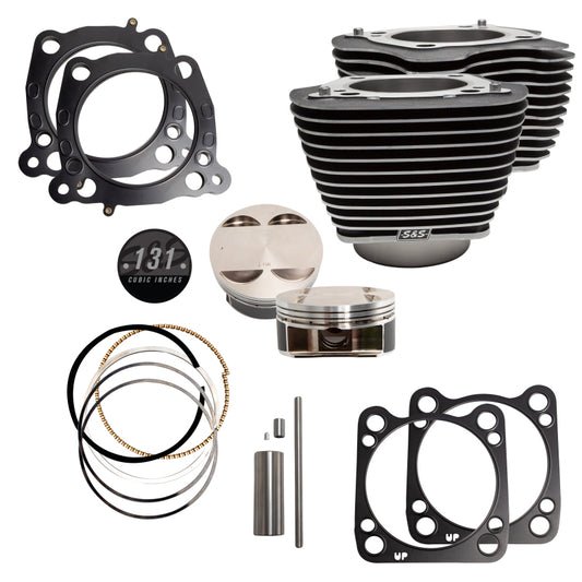 S&S Cycle 2017+ M8 Models 4.250in Bore 4-5/8in Stroke Cylinder Kit - Wrinkle Black w/ Highlight - 910-0762A
