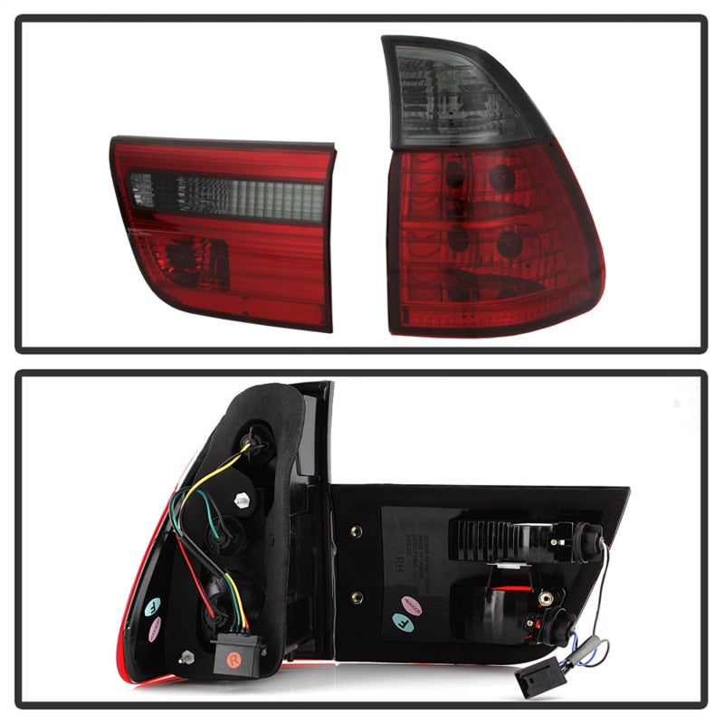 Spyder BMW E53 X5 00-06 4PCS Euro Style Tail Lights- Red Smoke ALT-YD-BE5300-RS SPYDER