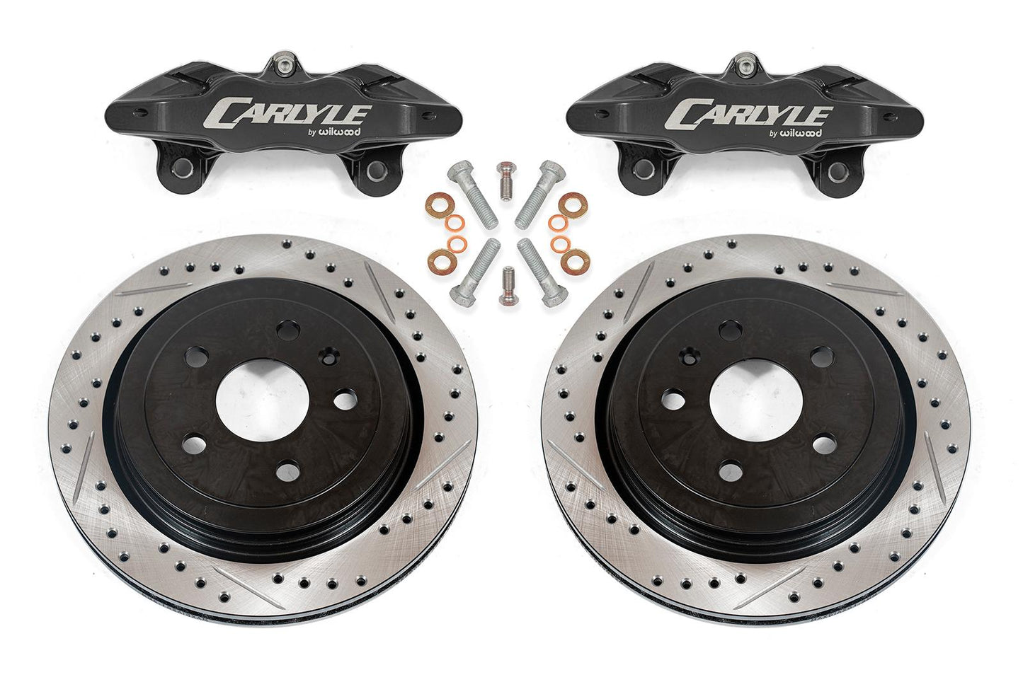 BMR DBK352 15 inch conversion brake kit with drilled slotted rotors and black calipers Camaro CTS-V G8 SS