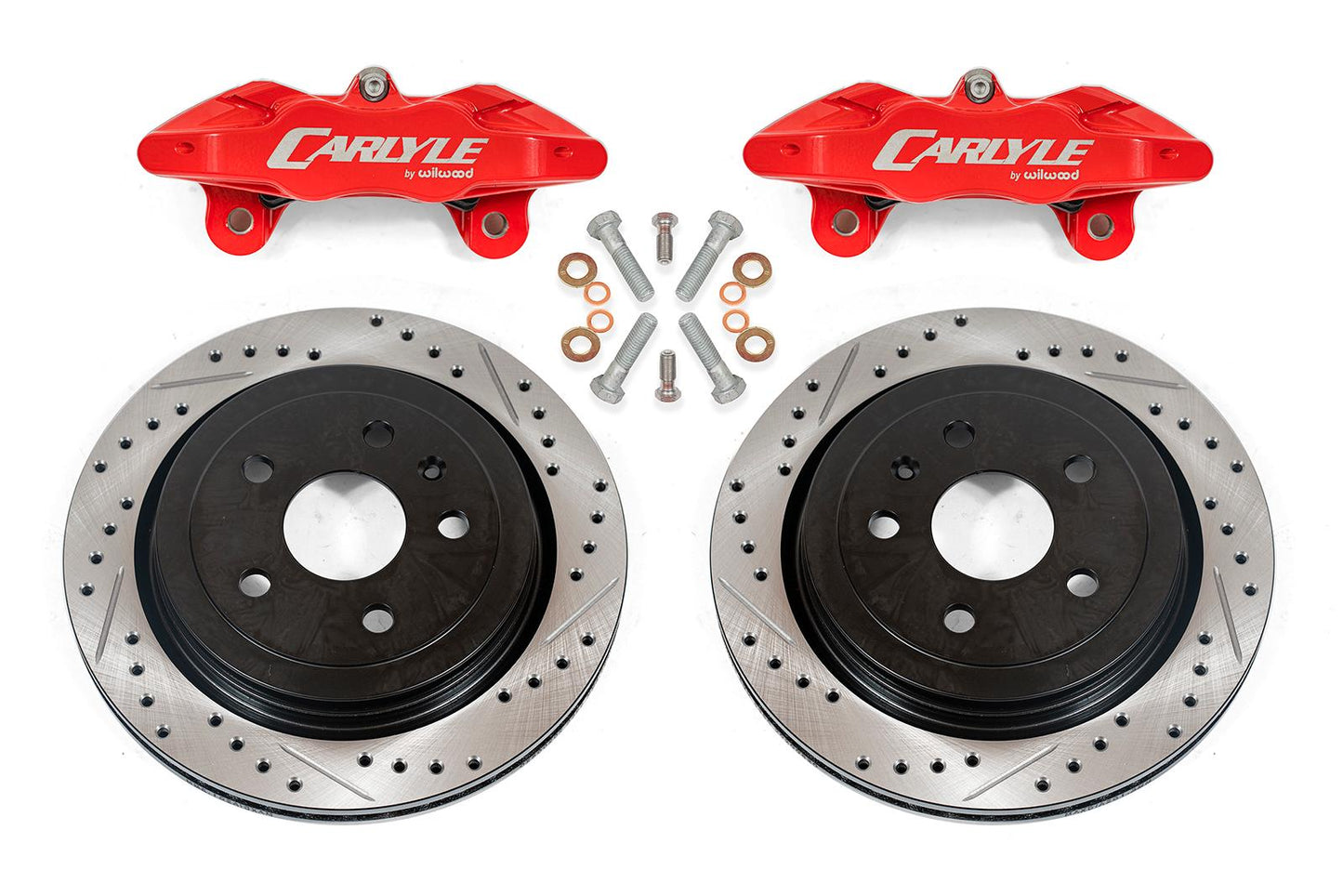 BMR DBK353 15 inch conversion brake kit with drilled slotted rotors and red calipers Camaro CTS-V G8 SS