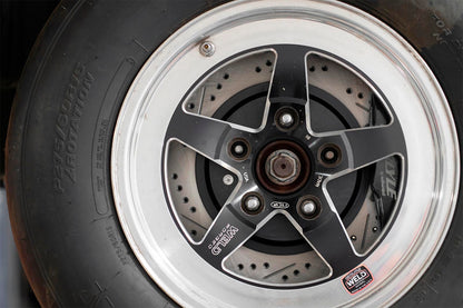 BMR DBK552 15 inch conversion brake kit with drilled slotted rotors and Wilwood calipers Corvette C5 C6 installed with drag tire