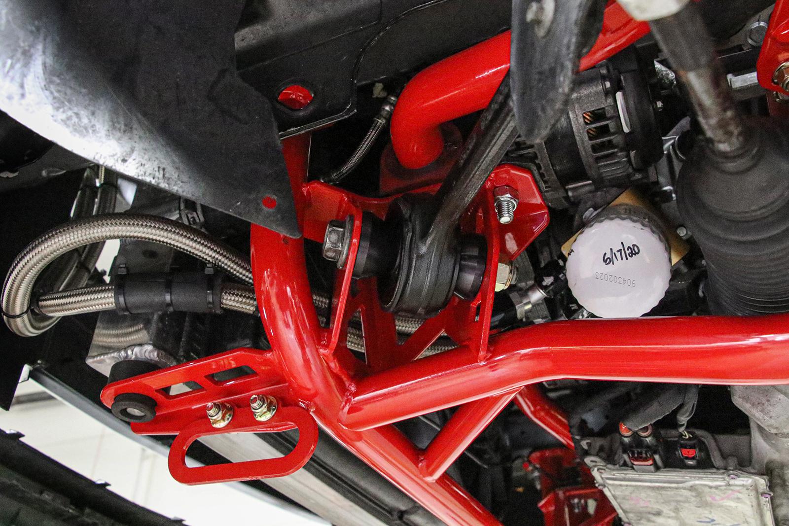 BMR KM760R red street K-member for 2015-2026 Ford Mustang S550 and S650