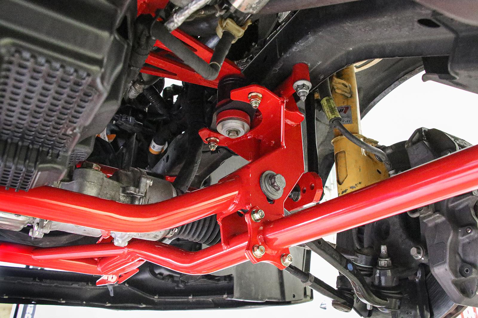 BMR KM760R red street K-member for 2015-2026 Ford Mustang S550 and S650