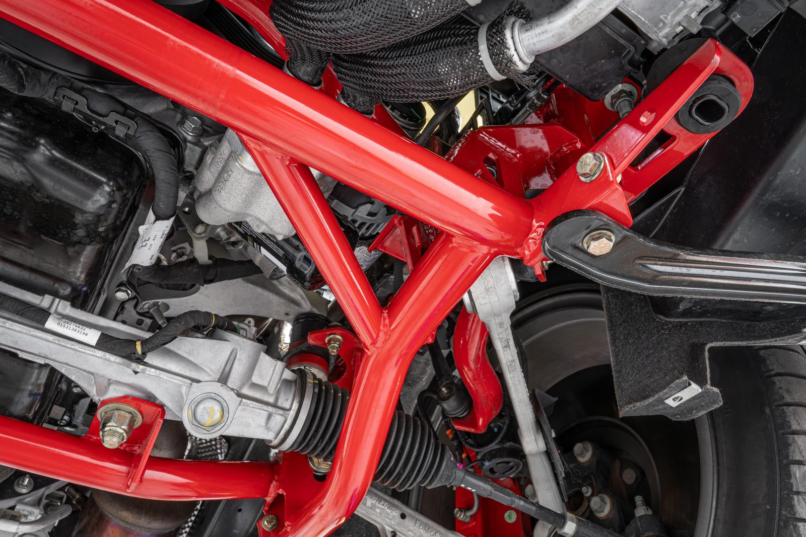 BMR KM760R red street K-member for 2015-2026 Ford Mustang S550 and S650