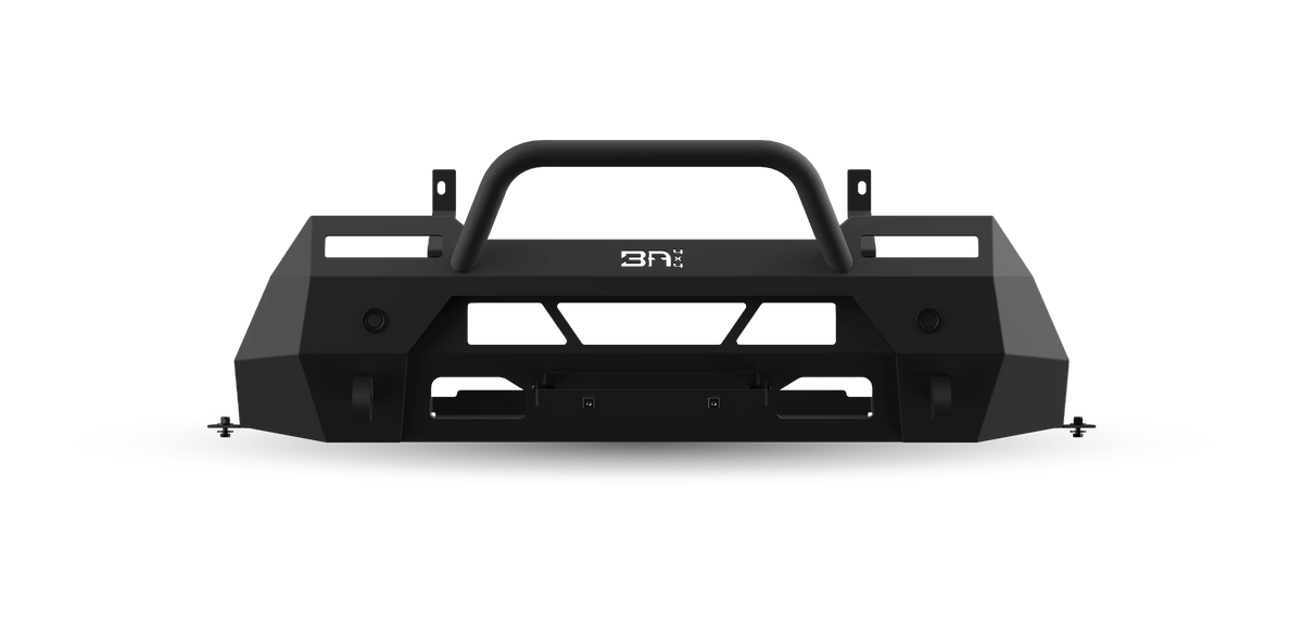 Body Armor 4x4 Hiline front winch bumper TC-19342 for 2024-2026 Toyota Tacoma with welded bull bar and winch mount