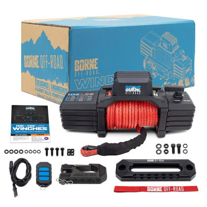 Borne Off-Road 10K Winch - Red Synthetic Rope brnBNWN-10-SRD