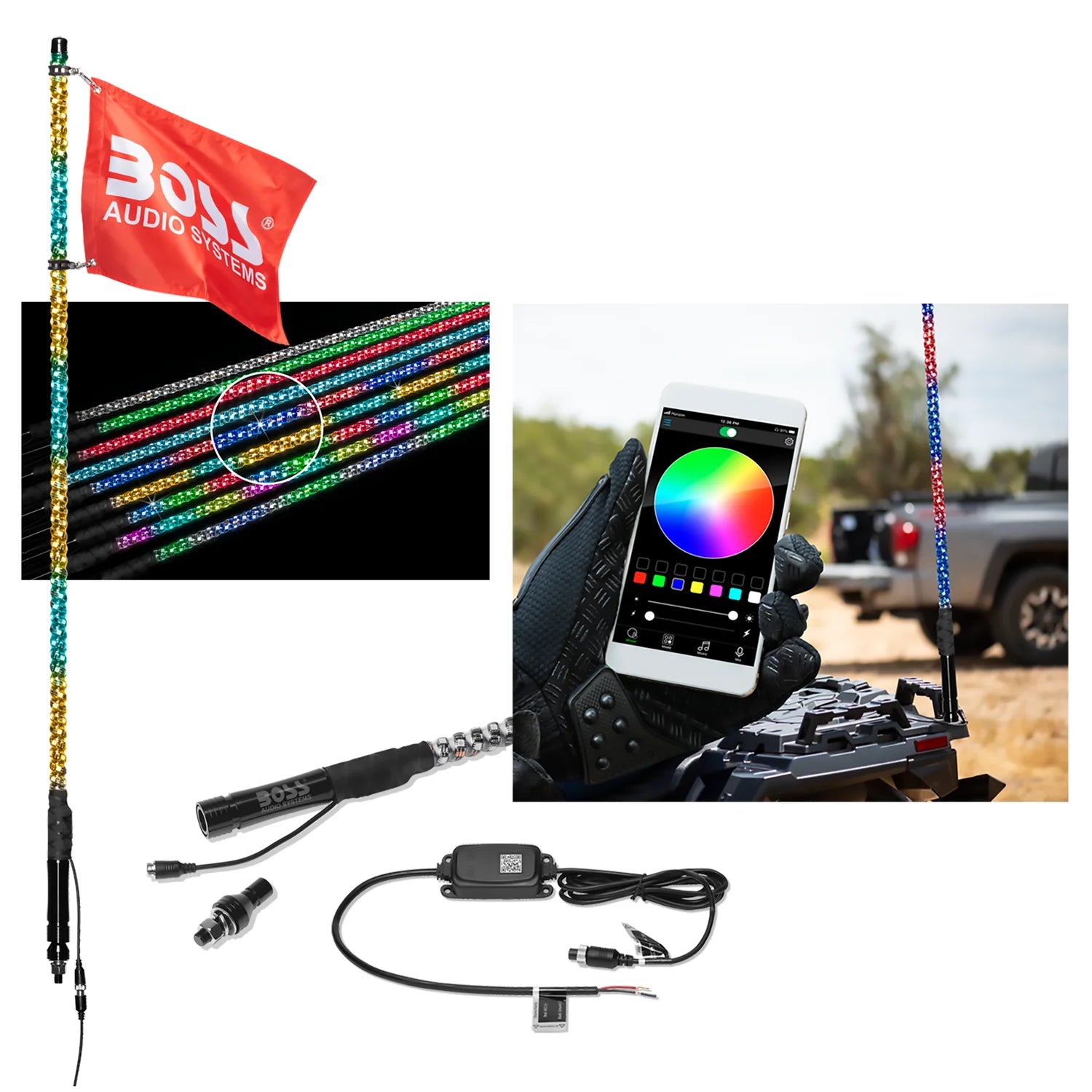 BOSS Audio Systems XP2 24 inch IP67 ATV LED whip