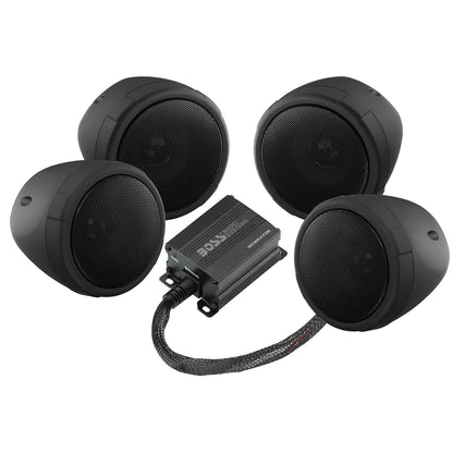 BOSS Audio Systems MCBK470B black Bluetooth motorcycle speaker system with two pairs of 3 inch speakers