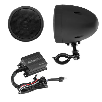 BOSS Audio Systems MCBK470B black Bluetooth motorcycle speaker system with two pairs of 3 inch speakers