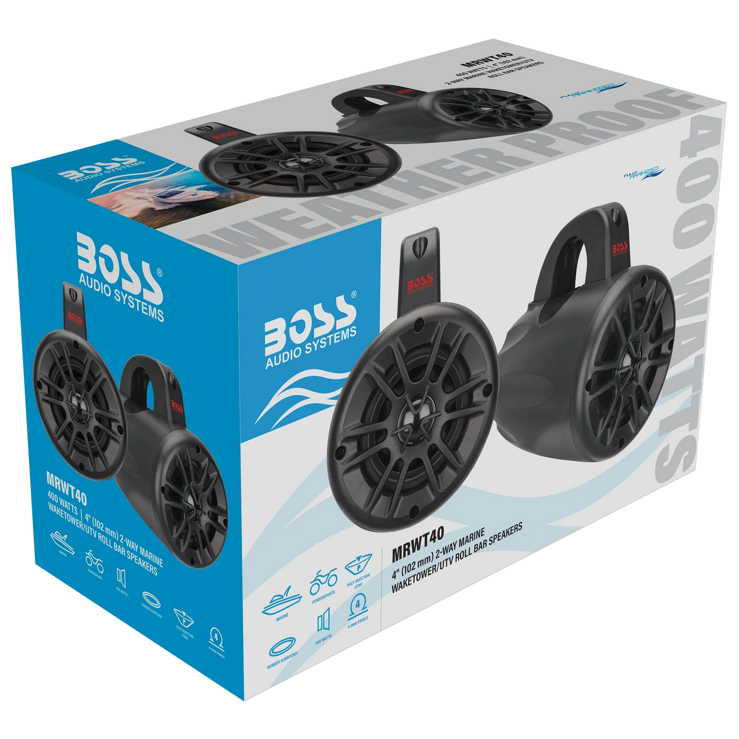 BOSS Audio Systems MRWT40 marine waketower speakers 4 inch 400 watts per pair
