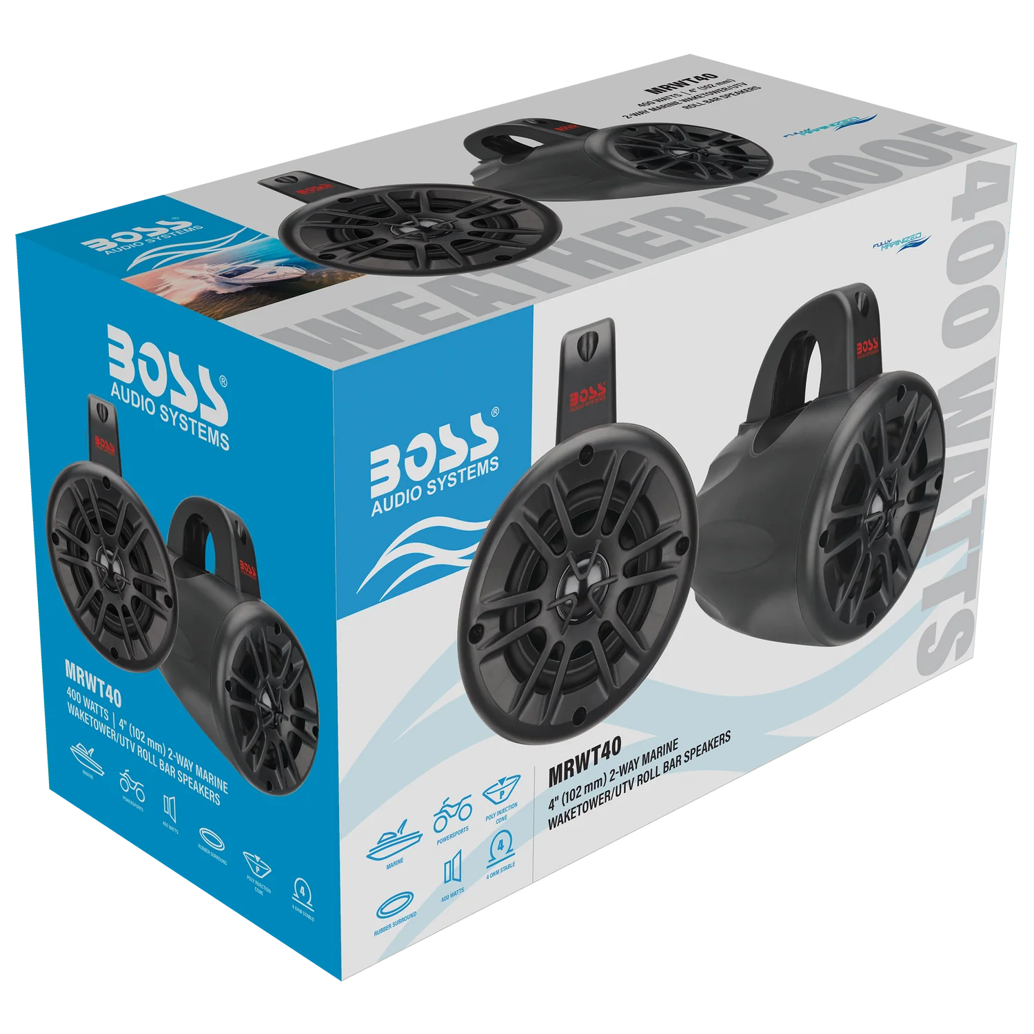 BOSS Audio Systems MRWT40 marine waketower speakers 4 inch 400 watts per pair
