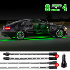 XK Glow Strip Single Color Underglow LED Accent Light Car/Truck Kit Green - 8x24In Tube + 4x8In