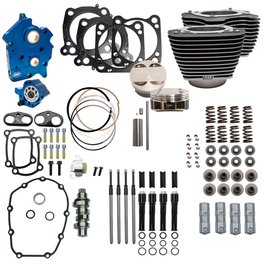 S&S Cycle 2017+ M8 Models 4.250in Bore 550C Cam w/ Blk Pushrods Power Pack - Blk w/ HL - Incl. VVT