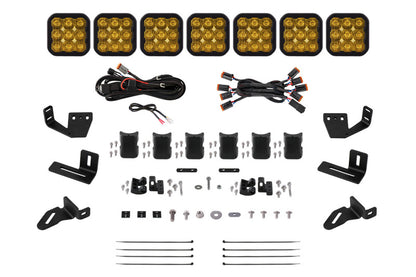 Diode Dynamics Prinsu/Sherpa Roof Racks-SS5 7-Pod CrossLink Mounting Kit - Pro Yellow Driving