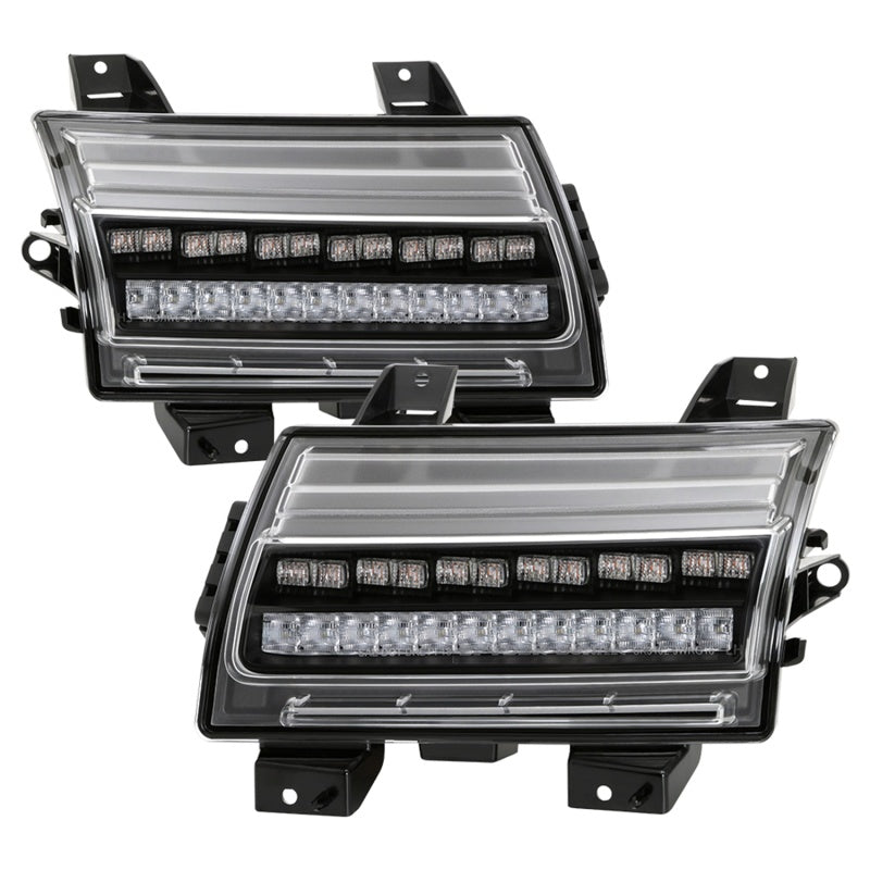 Spyder Jeep Wrangler 2018-2019 (Halogen Model Only) LED Front Bumper Lights - Seq. Signal - Black SPYDER
