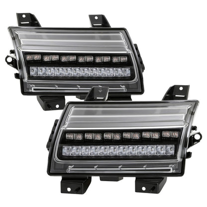 Spyder Jeep Wrangler 2018-2019 (Halogen Model Only) LED Front Bumper Lights - Seq. Signal - Black SPYDER