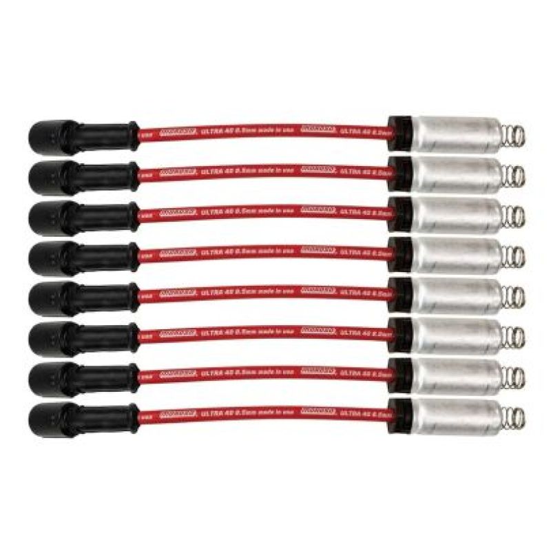 Moroso GM LS/LT 8.5mm Ultra 40 11in Long Wire Set w/Alum Heatshield - Red Moroso