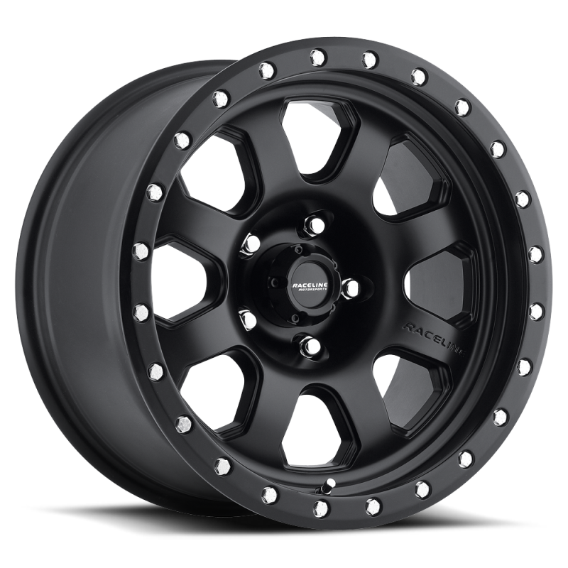 Raceline 928B Monster 17x9in / 8x165.1 BP / -12mm Offset / 130.81mm Bore - Satin Black Wheel