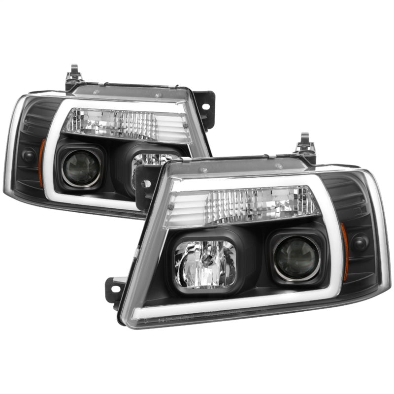 Spyder 04-08 Ford F-150 Projector Headlights - Light Bar DRL - Black PRO-YD-FF15004V2-LB-BK SPYDER