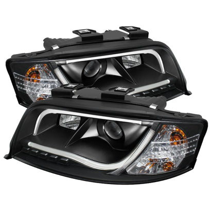 Spyder Audi A6 02-04 Projector Headlights Halogen ModelLight Tube DRL Blk PRO-YD-ADA601-LTDRL-BK SPYDER