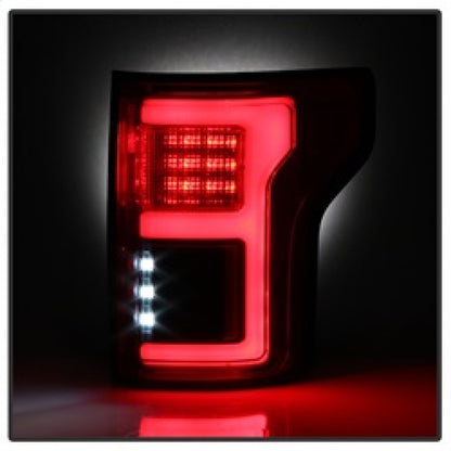 Spyder 15-18 Ford F-150 LED Tail Lights (w/Blind Spot) - Red Clear (ALT-YD-FF15015BS-LBLED-RC) SPYDER