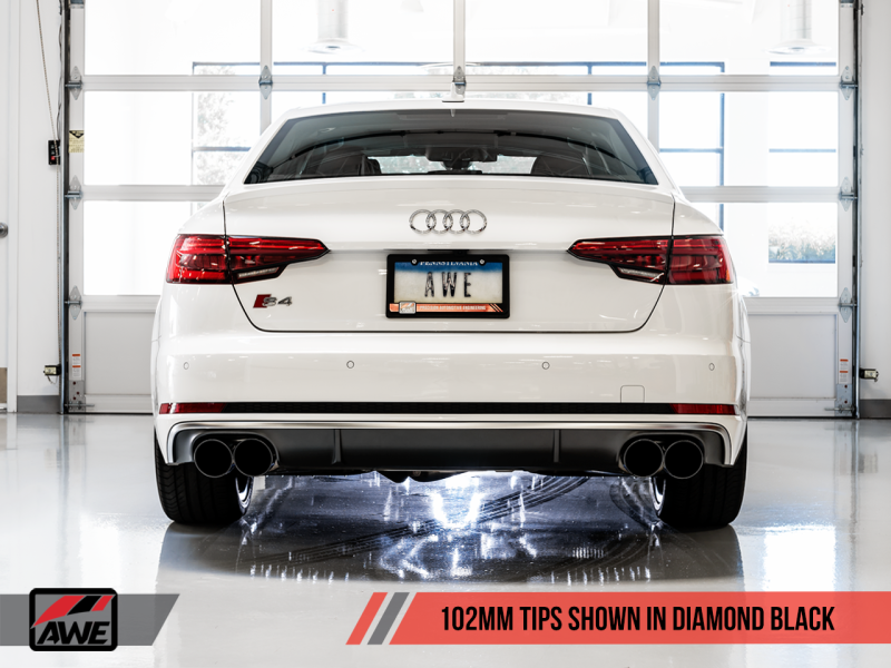 AWE Tuning Audi B9 S4 Touring Edition Exhaust - Non-Resonated (Black 102mm Tips) AWE Tuning