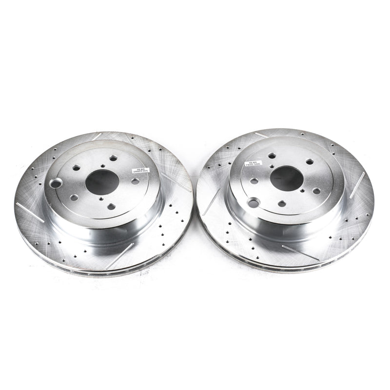 Power Stop 08-14 Subaru Impreza Rear Evolution Drilled & Slotted Rotors - Pair PowerStop