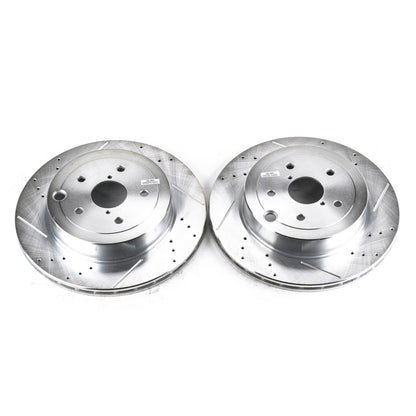 Power Stop 08-14 Subaru Impreza Rear Evolution Drilled & Slotted Rotors - Pair PowerStop