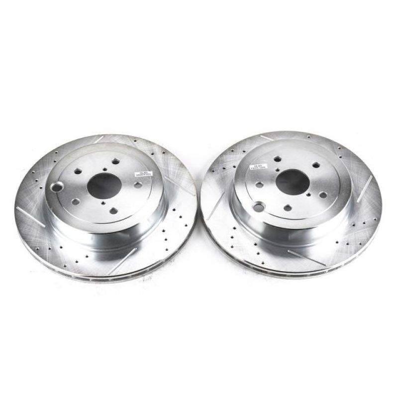 Power Stop 08-14 Subaru Impreza Rear Evolution Drilled & Slotted Rotors - Pair PowerStop