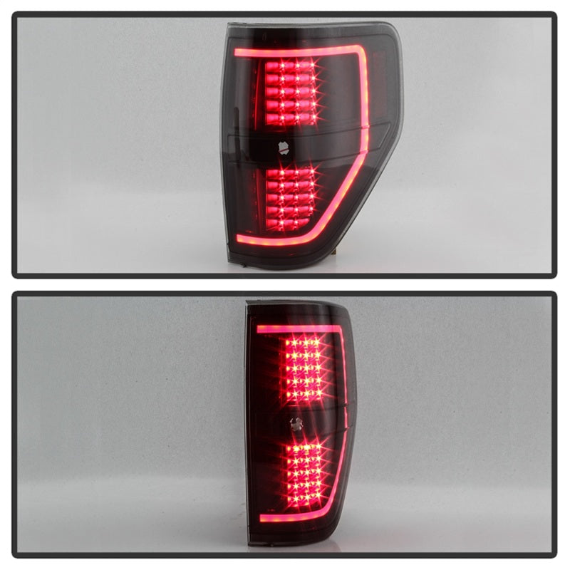 xTune 09-14 Ford F-150 Light Bar LED Tail Lights - Black Smoke (ALT-JH-FF15009-LBLED-BSM) SPYDER