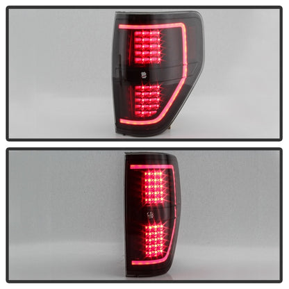 xTune 09-14 Ford F-150 Light Bar LED Tail Lights - Black Smoke (ALT-JH-FF15009-LBLED-BSM) SPYDER