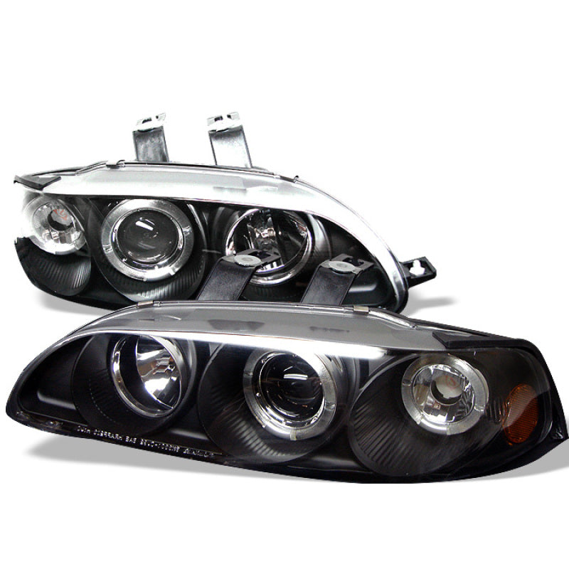 Spyder Honda Civic 92-95 2/3DR 1PC Projector LED Halo Amber Reflctr Blk PRO-YD-HC921P-23D-AM-BK SPYDER