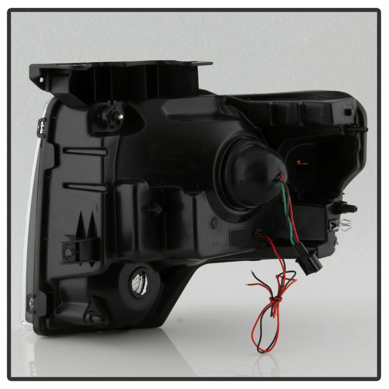 xTune Ford F150 Projector Headlights - Light Bar DRL - Black PRO-JH-FF15009-LBDRL-BK SPYDER