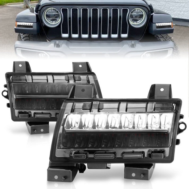 ANZO 2018-2021 Jeep Wrangler LED Side Markers Chrome Housing Clear Lens w/ Sequential Signal