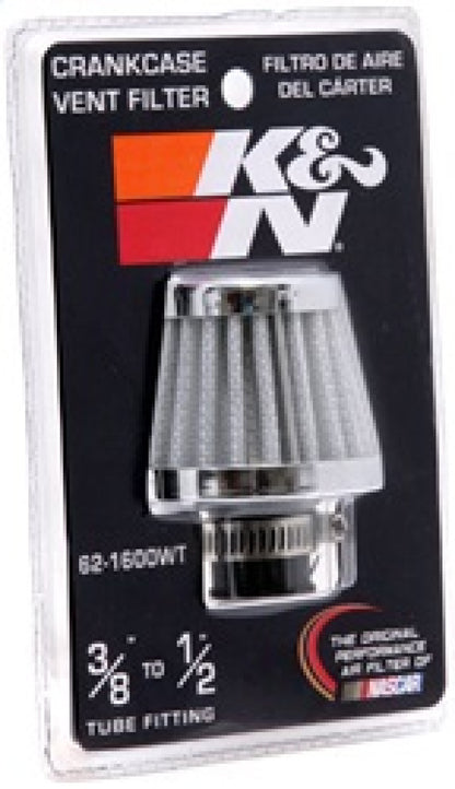 K&N 2in Base OD x .375in Flange ID x 1.75in H Rubber Base Crankcase Vent Filter - White K&N Engineering